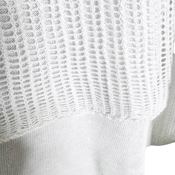 Eileen Fisher Linen Knit Mesh Overlay Tiered Layered Sweater Top White Size XXS - Picture 7 of 12